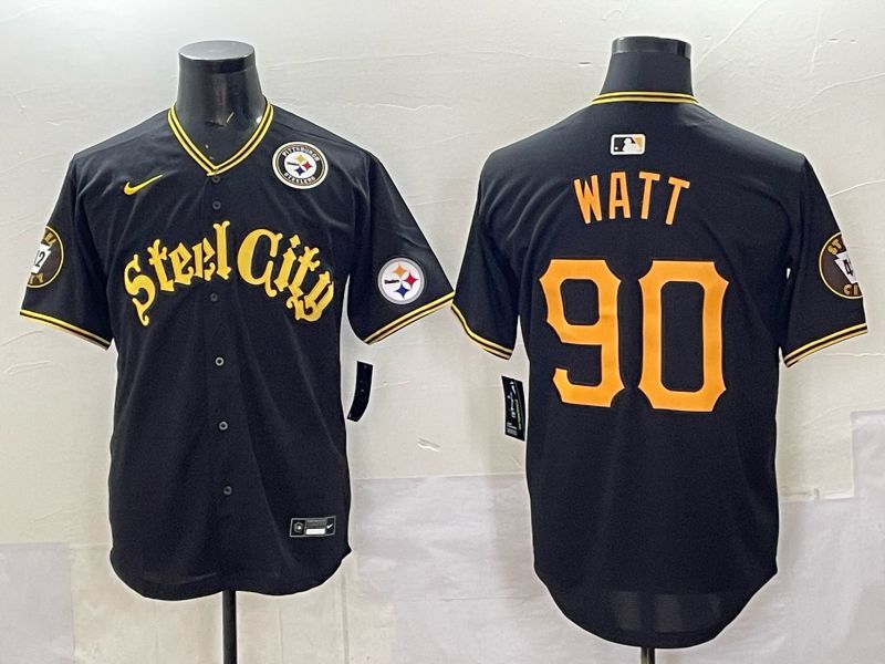 Men 2025 Nike Pittsburgh Steelers #90 Watt Black Limited NFL Jersey style 0069->san francisco 49ers->NFL Jersey